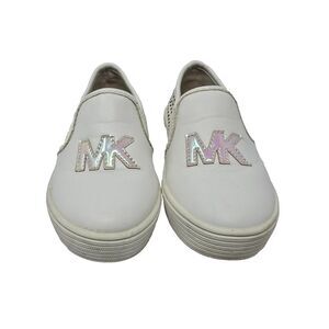 Michael Kors Girls Youth Size‎ 8 Lomie-T White Iridescent Slip On Shoes